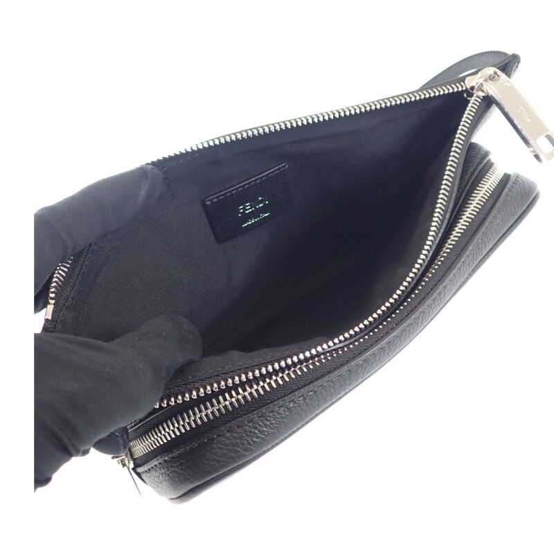 Fendi Leather Belt Bag 7va605-0amac Body Bag Leather Black Silver Hardware