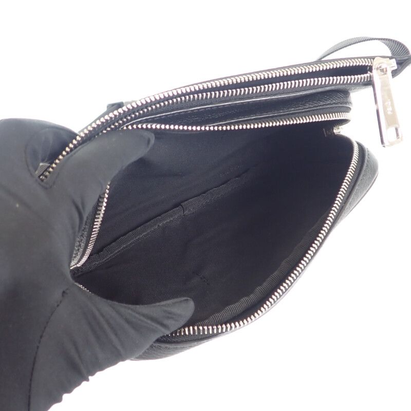 Fendi Leather Belt Bag 7va605-0amac Body Bag Leather Black Silver Hardware