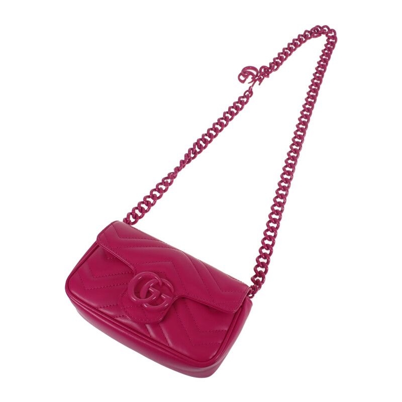 Gucci GG Marmont Belt Bag 699757 Shoulder Bag Leather Fuchsia Pink Ladies [AB