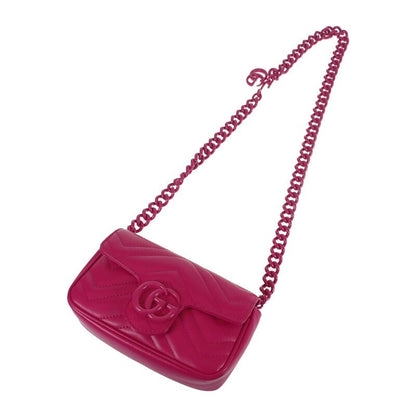 Gucci GG Marmont Belt Bag 699757 Shoulder Bag Leather Fuchsia Pink Ladies [AB