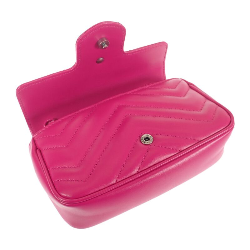 Gucci GG Marmont Belt Bag 699757 Shoulder Bag Leather Fuchsia Pink Ladies [AB