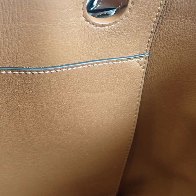 Loewe Logo Tote Small 2WAY Bag Wool Leather Navy Brown Women's [ranked A