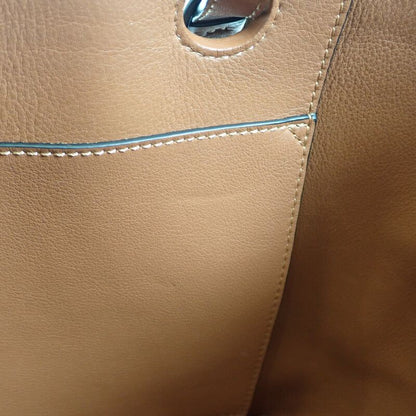 Loewe Logo Tote Small 2WAY Bag Wool Leather Navy Brown Women's [ranked A