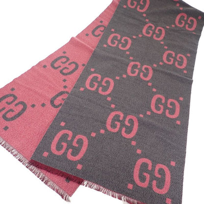 Gucci GG Jacquard Scarf 558007_3g636_1272 Scarf Wool Silk Gray Pink Ladies