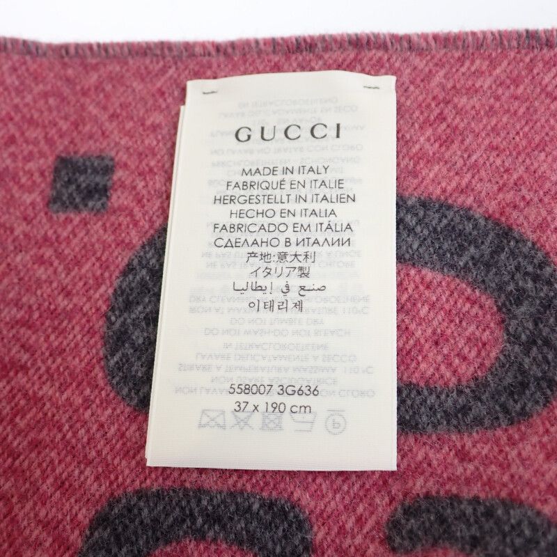 Gucci GG Jacquard Scarf 558007_3g636_1272 Scarf Wool Silk Gray Pink Ladies
