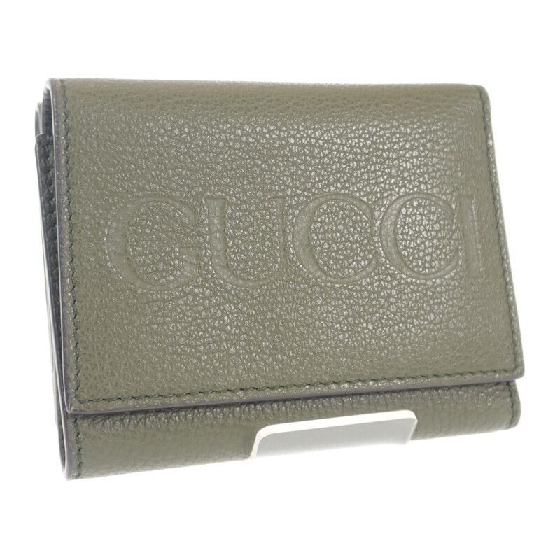 Gucci Logo Compact Wallet Mini 7316940e8ig3352 Trifold Wallet Calfskin Khaki