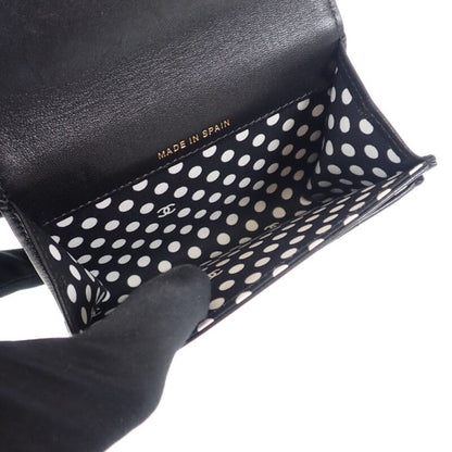 Chanel CC Pearl Flat Ap3813_b15723_94305 Card Case Lambskin Black Gold Hardware