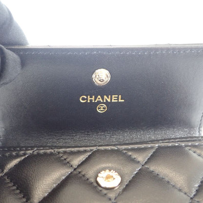 Chanel CC Pearl Flat Ap3813_b15723_94305 Card Case Lambskin Black Gold Hardware