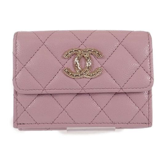 Chanel Small Flap Wallet Ap4084 Trifold Wallet Caviar Skin Pink Gold Hardware