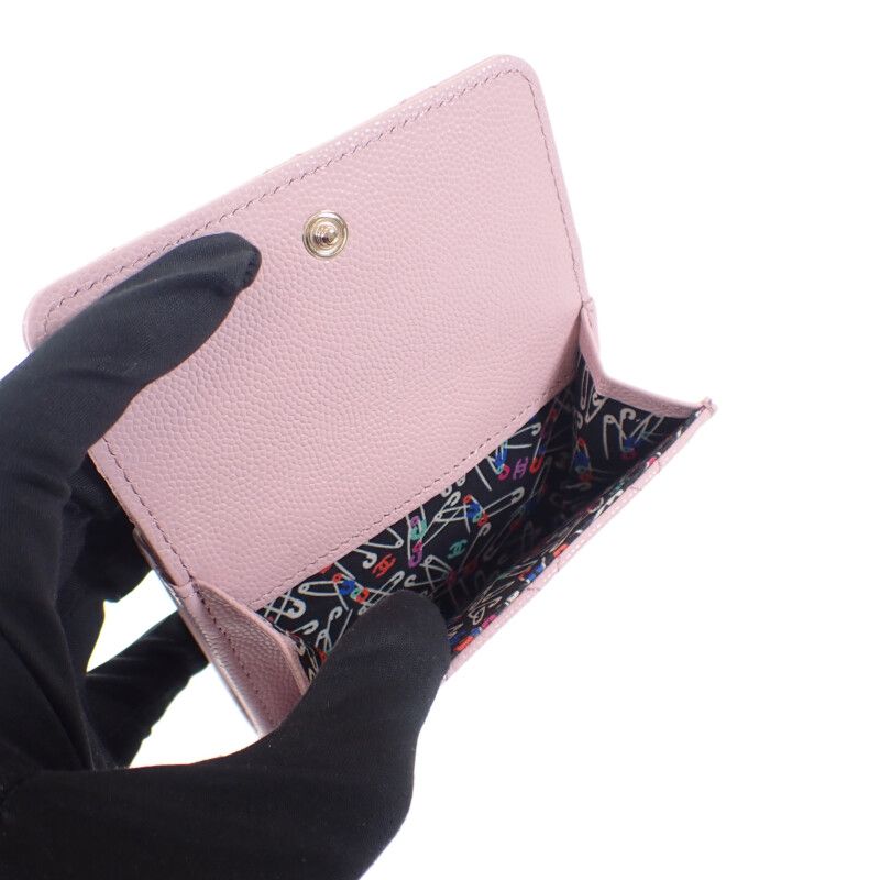 Chanel Small Flap Wallet Ap4084 Trifold Wallet Caviar Skin Pink Gold Hardware