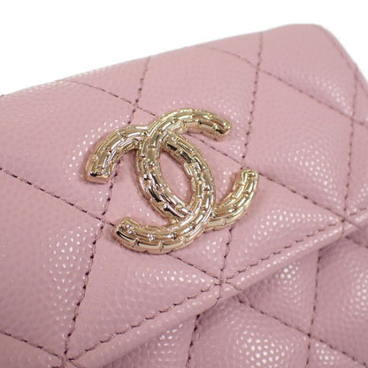 Chanel Small Flap Wallet Ap4084 Trifold Wallet Caviar Skin Pink Gold Hardware