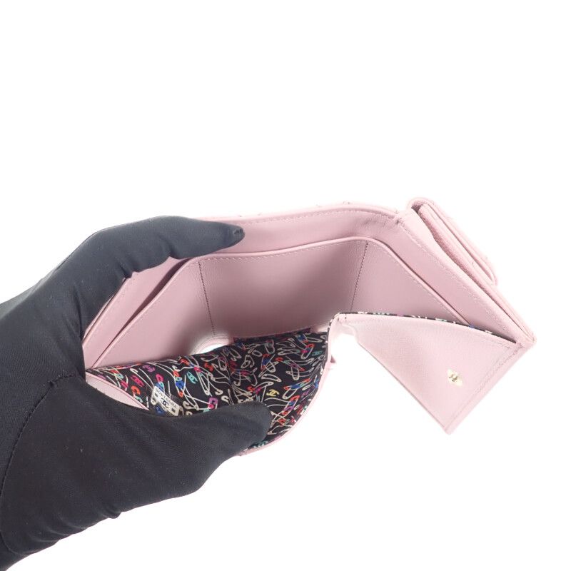 Chanel Small Flap Wallet Ap4084 Trifold Wallet Caviar Skin Pink Gold Hardware