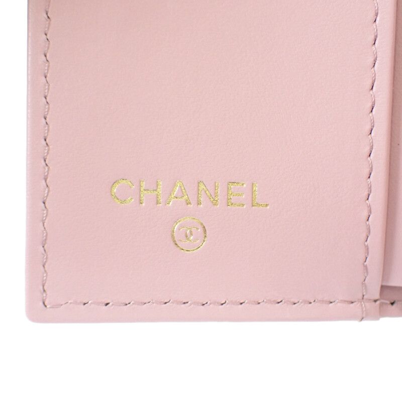 Chanel Small Flap Wallet Ap4084 Trifold Wallet Caviar Skin Pink Gold Hardware