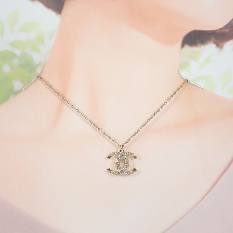 Chanel Coco Mark A99269 Necklace Metal Crystal Gold Men's Ladies [ranked A