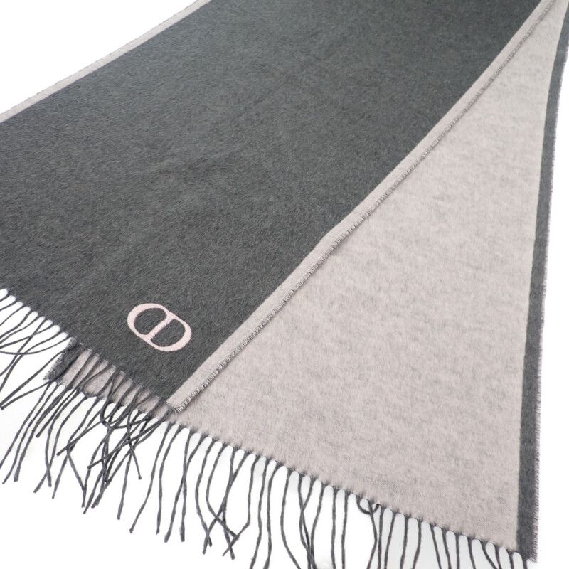 Christian DIOR Cdicon Double Face 93e0015dh001 Scarf Silk Gray Pink Men Unisex