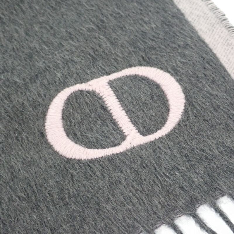 Christian DIOR Cdicon Double Face 93e0015dh001 Scarf Silk Gray Pink Men Unisex