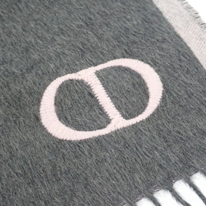 Christian DIOR Cdicon Double Face 93e0015dh001 Scarf Silk Gray Pink Men Unisex