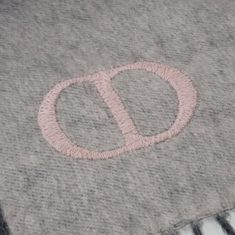 Christian DIOR Cdicon Double Face 93e0015dh001 Scarf Silk Gray Pink Men Unisex