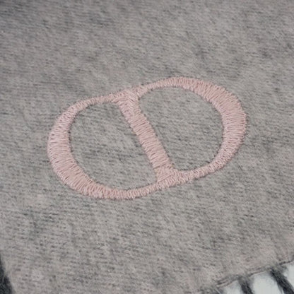 Christian DIOR Cdicon Double Face 93e0015dh001 Scarf Silk Gray Pink Men Unisex