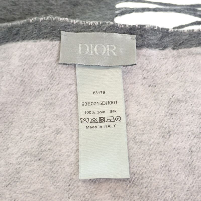 Christian DIOR Cdicon Double Face 93e0015dh001 Scarf Silk Gray Pink Men Unisex