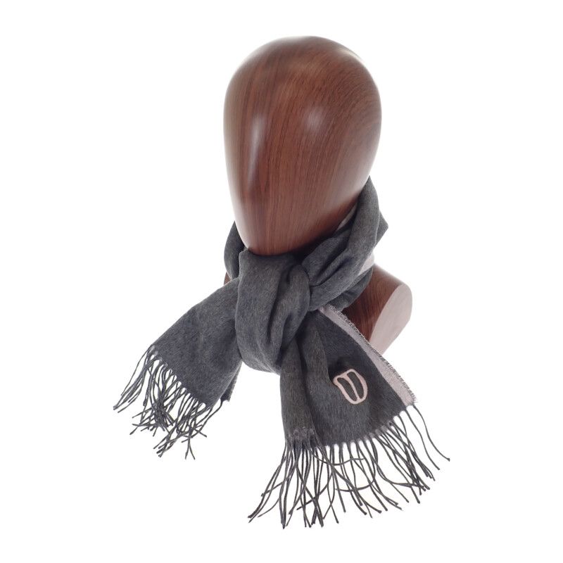 Christian DIOR Cdicon Double Face 93e0015dh001 Scarf Silk Gray Pink Men Unisex