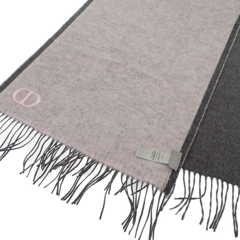 Christian DIOR Cdicon Double Face 93e0015dh001 Scarf Silk Gray Pink Men Unisex