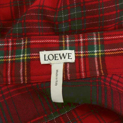 Loewe Shirt Blouse Long Sleeve Plaid Cotton L Red Navy Blue Navy Green AN15