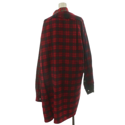 Loewe Shirt Blouse Long Sleeve Plaid Cotton L Red Navy Blue Navy Green AN15