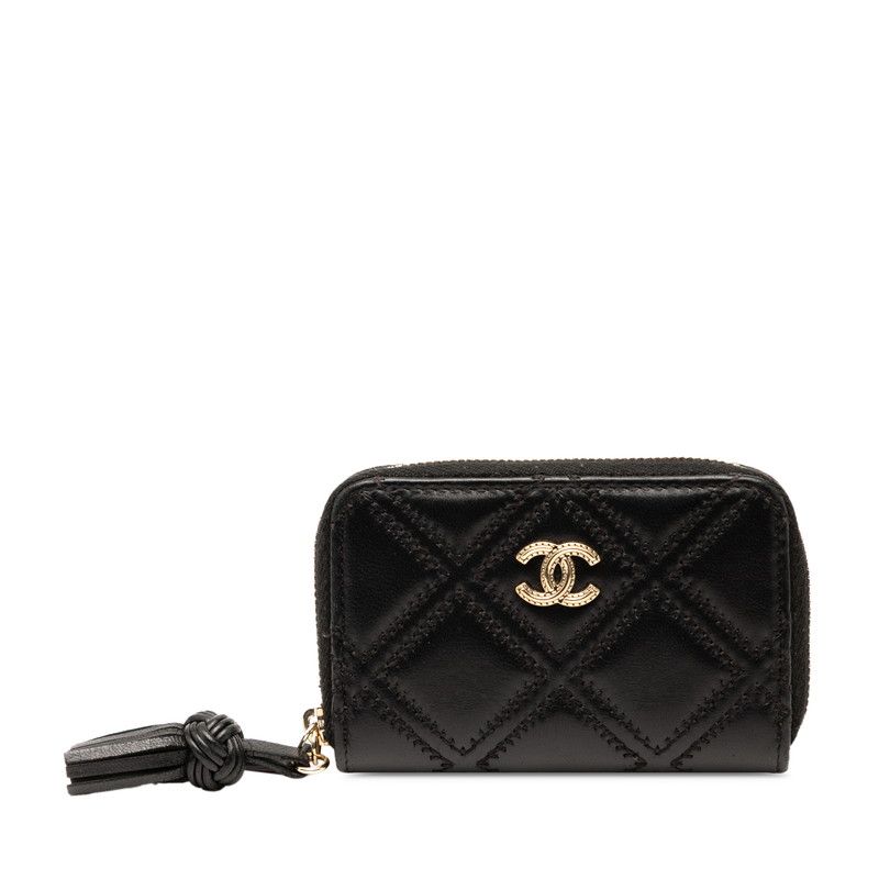 Chanel Matelasse Coco Mark Black Lambskin Women's Chanel