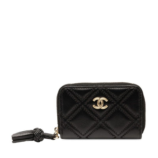 Chanel Matelasse Coco Mark Black Lambskin Women's Chanel