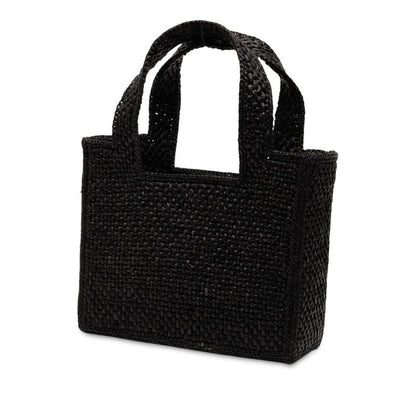 Loewe Font Tote Mini Tote Shoulder Bag 2WAY Black Raffia Leather Women's Loewe