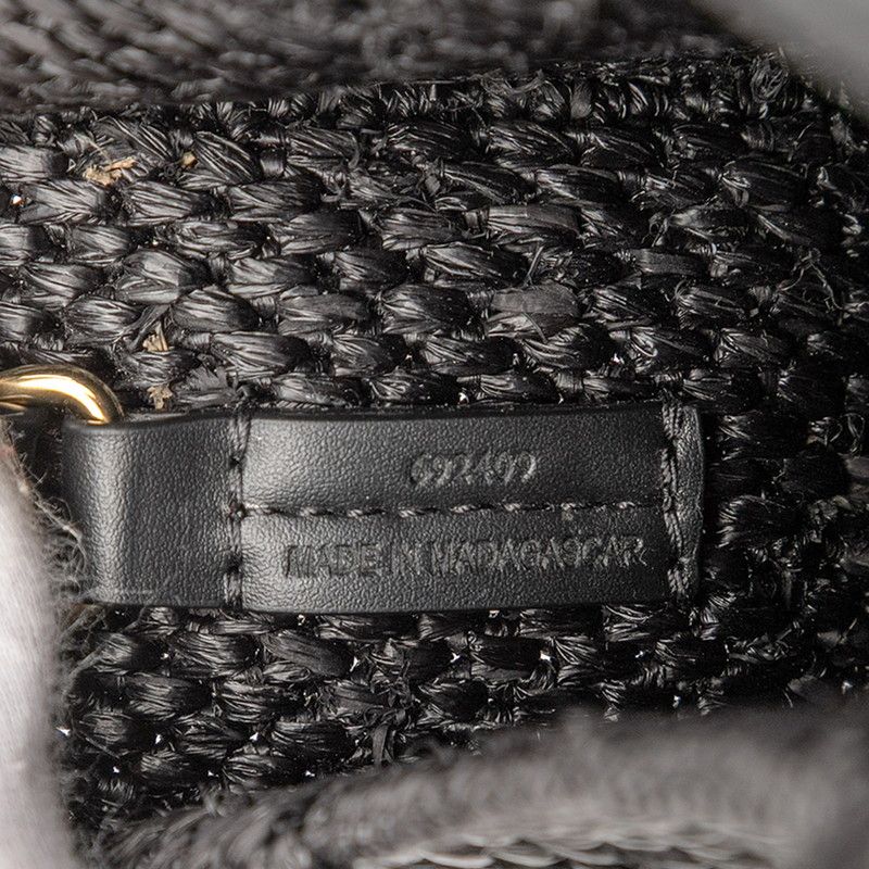 Loewe Font Tote Mini Tote Shoulder Bag 2WAY Black Raffia Leather Women's Loewe