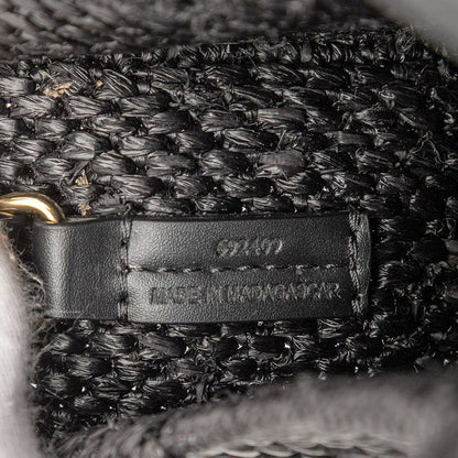 Loewe Font Tote Mini Tote Shoulder Bag 2WAY Black Raffia Leather Women's Loewe