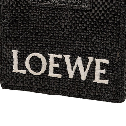 Loewe Font Tote Mini Tote Shoulder Bag 2WAY Black Raffia Leather Women's Loewe