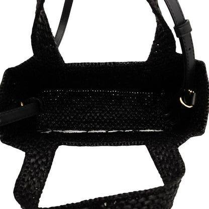 Loewe Font Tote Mini Tote Shoulder Bag 2WAY Black Raffia Leather Women's Loewe