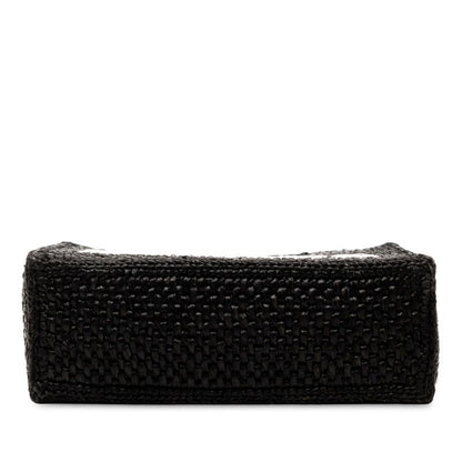 Loewe Font Tote Mini Tote Shoulder Bag 2WAY Black Raffia Leather Women's Loewe