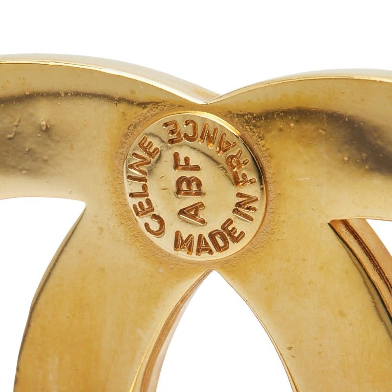 Celine Circle Logo Rhinestone Gold Plated Ladies Celine