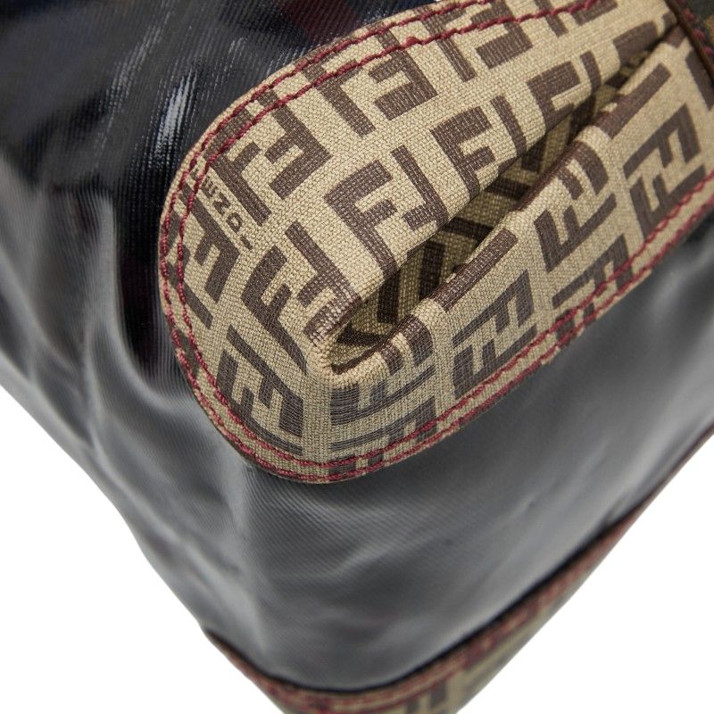 Fendi Zucca Tote Handbag 8bl096 Brown Enamel PVC Women's Fendi