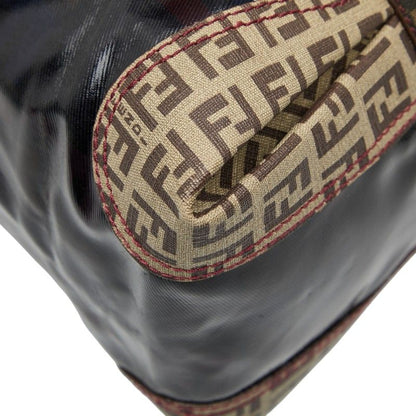 Fendi Zucca Tote Handbag 8bl096 Brown Enamel PVC Women's Fendi