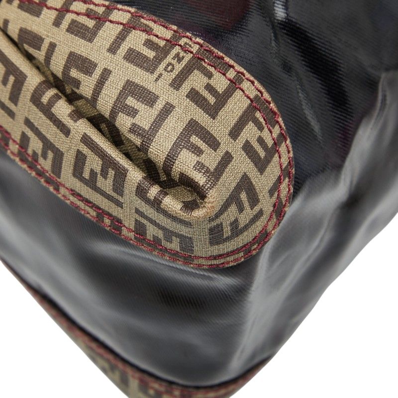 Fendi Zucca Tote Handbag 8bl096 Brown Enamel PVC Women's Fendi