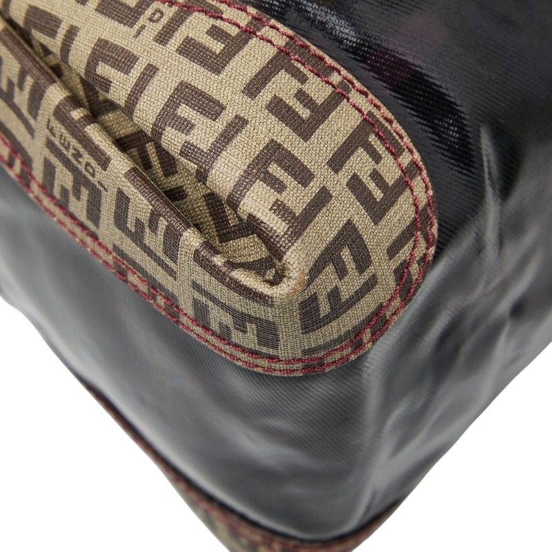 Fendi Zucca Tote Handbag 8bl096 Brown Enamel PVC Women's Fendi