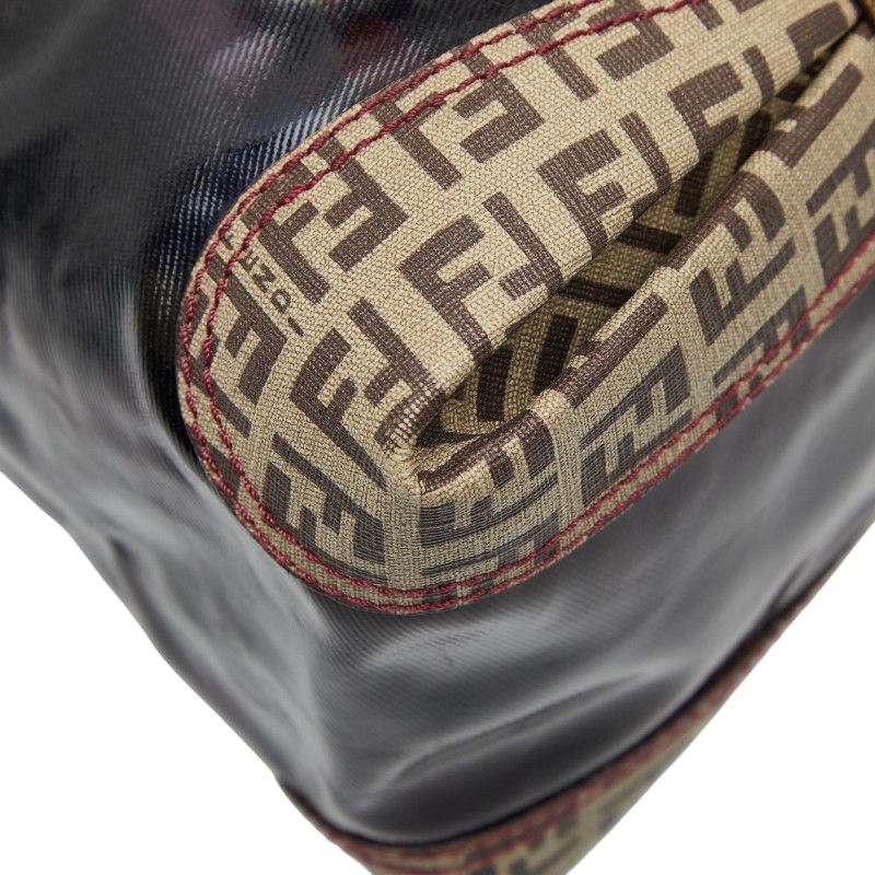 Fendi Zucca Tote Handbag 8bl096 Brown Enamel PVC Women's Fendi