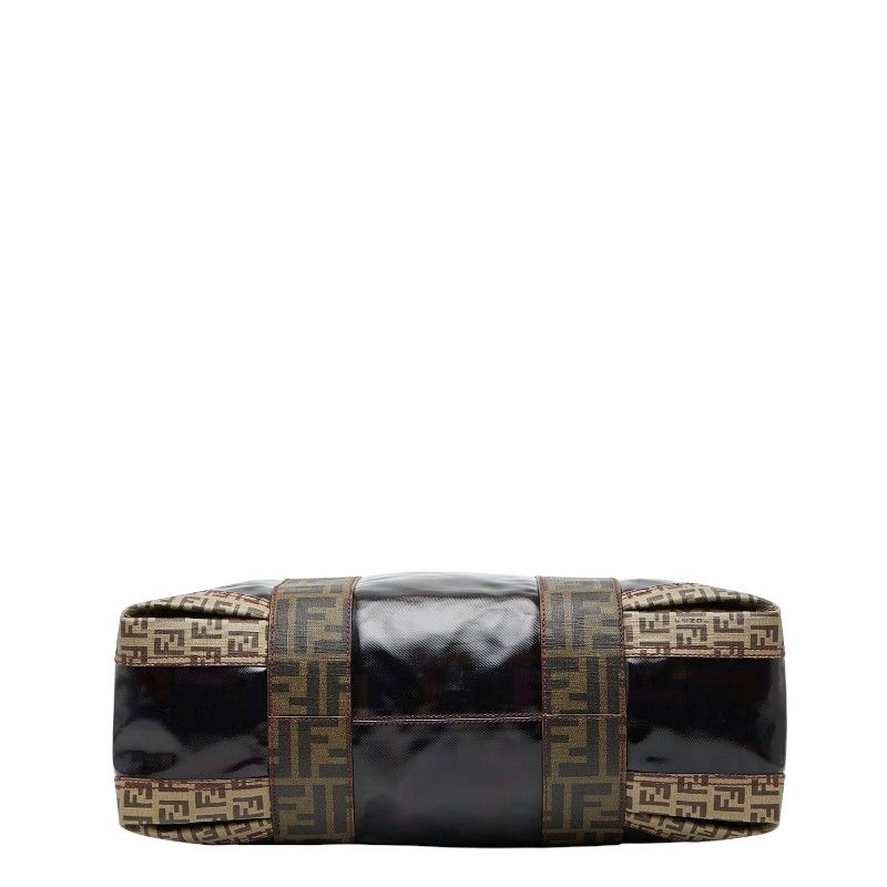 Fendi Zucca Tote Handbag 8bl096 Brown Enamel PVC Women's Fendi