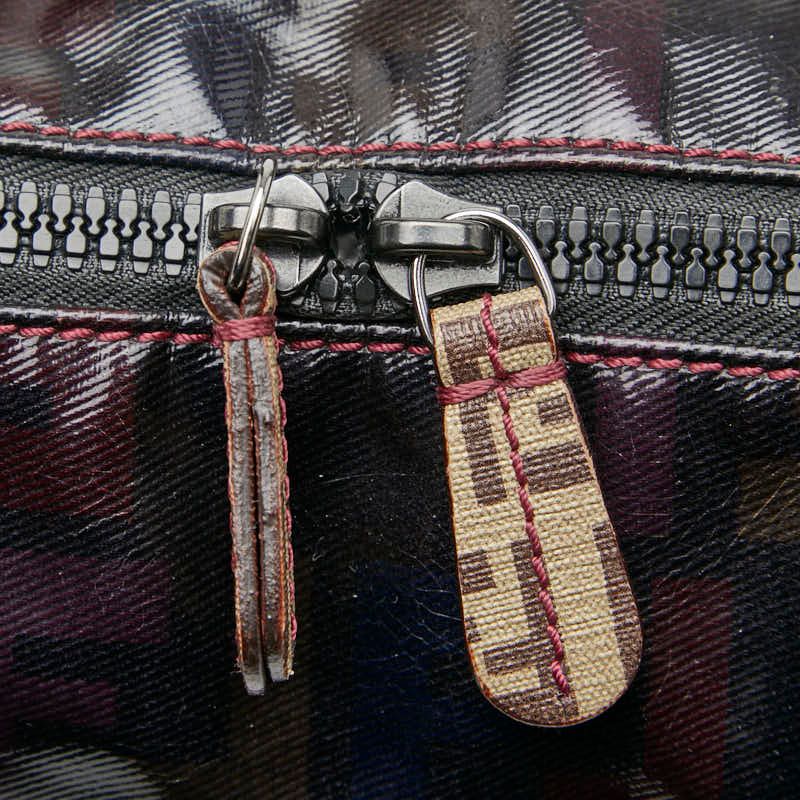 Fendi Zucca Tote Handbag 8bl096 Brown Enamel PVC Women's Fendi