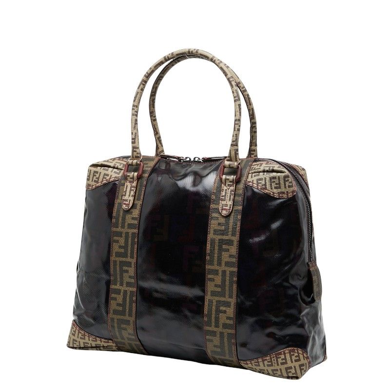 Fendi Zucca Tote Handbag 8bl096 Brown Enamel PVC Women's Fendi