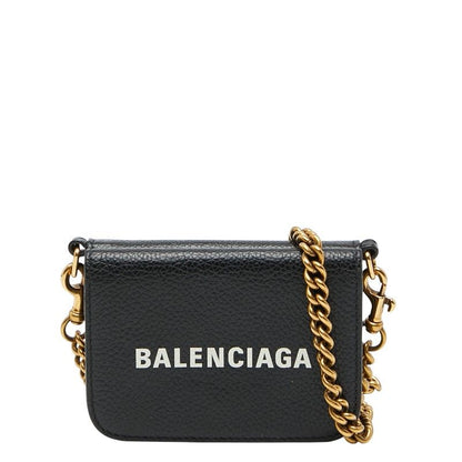 Balenciaga Chain Mini Wallet 618145 Black Leather Women's Balenciaga