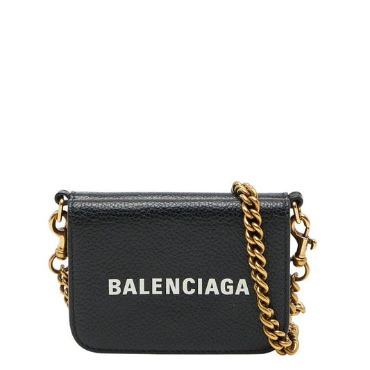 Balenciaga Chain Mini Wallet 618145 Black Leather Women's Balenciaga