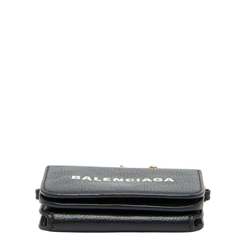 Balenciaga Chain Mini Wallet 618145 Black Leather Women's Balenciaga