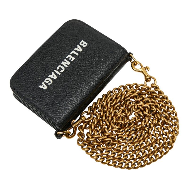 Balenciaga Chain Mini Wallet 618145 Black Leather Women's Balenciaga
