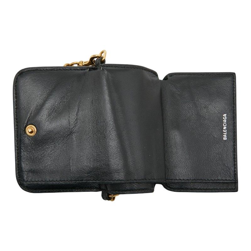 Balenciaga Chain Mini Wallet 618145 Black Leather Women's Balenciaga
